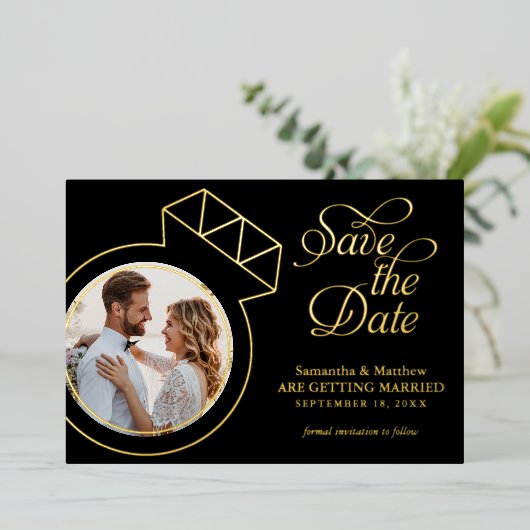 Invitation En Aluminium Alliance de diamant photo personnalisée Mariage En (Debout devant)