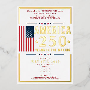 Invitation En Aluminium Amérique 250 Drapeau USA Patriotique 4 juillet Rou