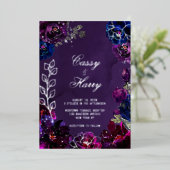 Invitation En Aluminium Amethyst Sapphire Jewel Tones Surnoms Mariage (Debout devant)