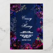 Invitation En Aluminium Amethyst Sapphire Navy Jewel Tones Mariage (Recto)