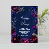 Invitation En Aluminium Amethyst Sapphire Navy Jewel Tones Mariage (Debout devant)