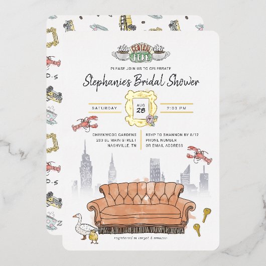 Invitation En Aluminium AMIS™ | Fête des mariées d'aquarelle Perk Central (Recto/Verso)