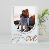 Invitation En Aluminium Amour Arched Frame avec Photo Light Blue (Debout devant)