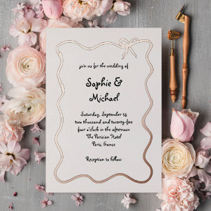 Invitation En Aluminium Amour Illustration française de mariage à ruban