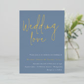 Invitation En Aluminium Amour mariage : Dusty Blue & Gold Designer Mariage (Debout devant)