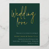 Invitation En Aluminium Amour mariage : Emerald Green Gold Designer Mariag (Recto)