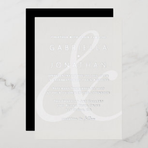 Invitation En Aluminium Ampersand blanc moderne et Mariage monochrome Arge