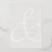 Invitation En Aluminium Ampersand blanc moderne et Mariage monochrome Arge (Recto)