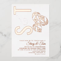 Ampersand de mariage avec feuille de Monstera pres