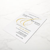 Invitation En Aluminium Ampersand Elegant or et blanc Mariage moderne (Rotation)