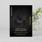 Invitation En Aluminium Ampersand élégant Script noir foncé Mariage réel (Debout devant)