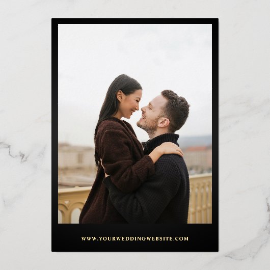 Invitation En Aluminium Ampersand élégant Script noir foncé Mariage réel (Verso)