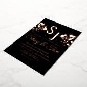 Invitation En Aluminium Ampersand en fleurs de cerisier en noir (Rotation)