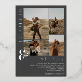 Invitation En Aluminium Ampersand gris 4 mariage de grille photo (Recto)