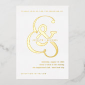 Invitation En Aluminium Ampersand lunaire | Mariage or et blanc (Recto)