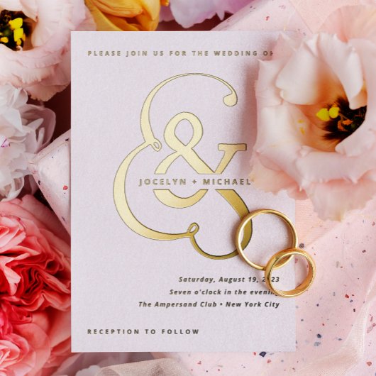 Invitation En Aluminium Ampersand lunaire | Mariage or et blanc