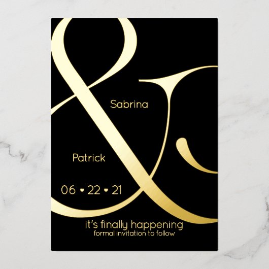 Invitation En Aluminium Ampersand minimaliste Enregistrer la date (Recto)