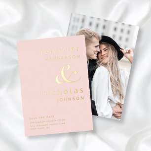 Invitation En Aluminium Ampersand Moderne Blush Pink Photo Enregistrer La 