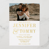 Invitation En Aluminium Ampersand moderne en gras blanc 2 photos mariage (Devant)