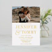 Invitation En Aluminium Ampersand moderne en gras blanc 2 photos mariage (Debout devant)