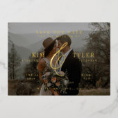 Invitation En Aluminium Ampersand moderne photo overlay noir enregistrer l (Recto)