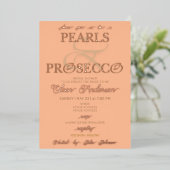 Invitation En Aluminium Ampersand Peach Fuzz Pearls Prosecco Fête des mari (Debout devant)