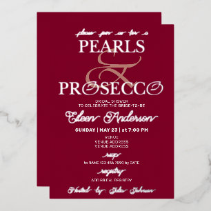 Invitation En Aluminium Ampersand Perles de Bourgogne & Prosecco pour une