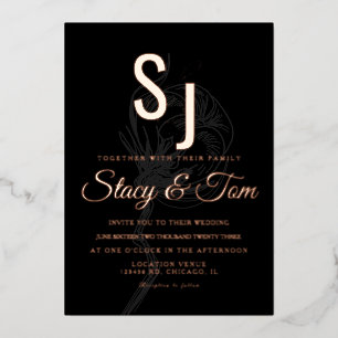 Invitation En Aluminium Ampersand Plante en coton Pressé noir