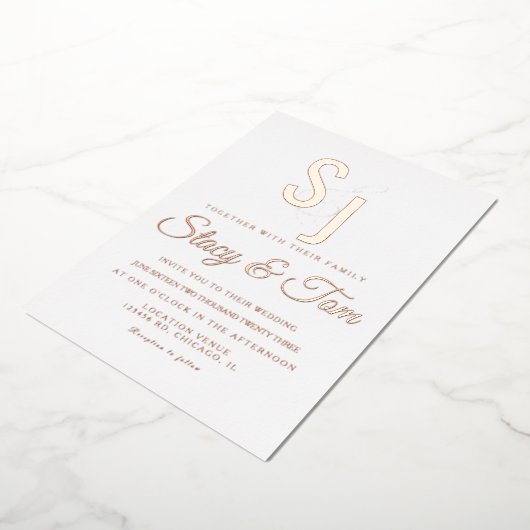 Invitation En Aluminium Ampersand simple monogramme en or pressé (Rotation)