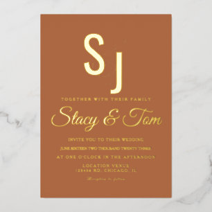 Invitation En Aluminium Ampersand simple monogramme en terre cuite pressé