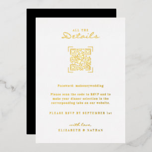 Invitation En Aluminium Analyse du code QR Boîtier Détails mariage