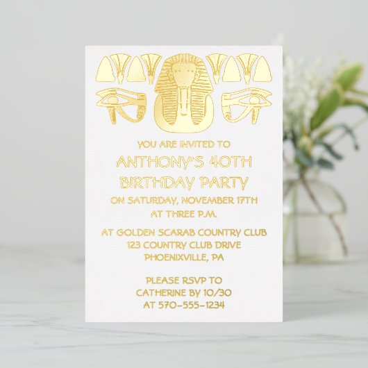 Invitation En Aluminium Ancienne Egypte Roi Tut Thème Personnalisé Parti (Debout devant)