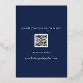 Invitation En Aluminium Ancre bleue marine moderne Mariage de code QR mode (Verso)