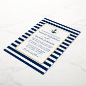 Invitation En Aluminium Ancre marine Bleu  Mariage Or (Rotation)