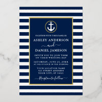 Ancre nautique Mariage Bleu Grilles Or