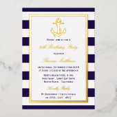 Invitation En Aluminium Ancre nautique Marine Stripe Beach Anniversaire (Recto)