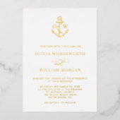 Invitation En Aluminium Ancre nautique Monogramme Mariage minimal (Recto)