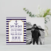 Invitation En Aluminium Ancre Nautique Photo Mariage Enregistrer La Date R (Debout devant)