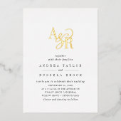 Invitation En Aluminium ANDREA Black White Gold Formal Elégant Mariage (Recto)