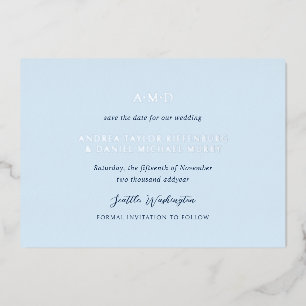 Invitation En Aluminium Andrea Bleu Ciel Élégant Mariage Enregistrer La Da