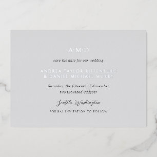 Invitation En Aluminium Andrea Grey Elegant Wedding Enregistrer la date