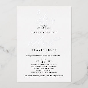 Invitation En Aluminium ANDREA Noir, Blanc & Or Formal Mariage élégant