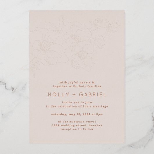 Invitation En Aluminium Anemone Bouquet Mariage (Recto)