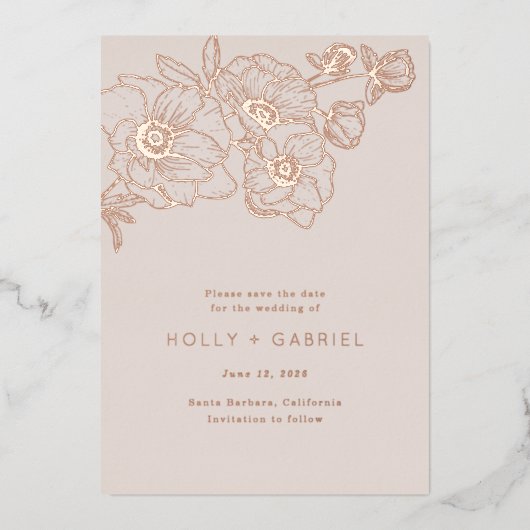 Invitation En Aluminium Anemone Bouquet Mariage Enregistrer La Date (Recto)