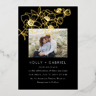 Invitation En Aluminium Anemone Bouquet Mariage Real Gold