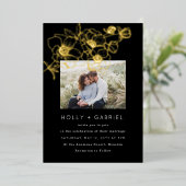 Invitation En Aluminium Anemone Bouquet Mariage Real Gold (Debout devant)