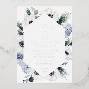 Invitation En Aluminium Anémone Fleur Blanche d'Hiver Fête de Fêtes