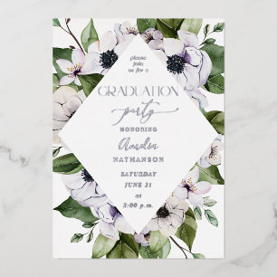 Invitation En Aluminium Anemone White Floral Graduation Party