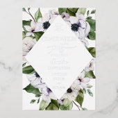 Invitation En Aluminium Anemone White Floral Graduation Party (Recto)
