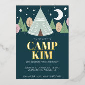 Invitation En Aluminium Année d'anniversaire de camping en bois (Recto)